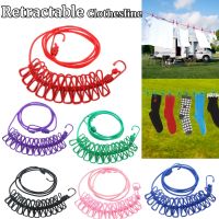 Portable Clothing Clothesline with 12 Clips Retractable Laundry Dryer Clothes Rope Drying Rack Cloth Hanging Line For Outdoor