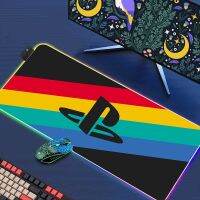 Playstationes Xxl แผ่นรองเมาส์เกมเมอร์สำหรับเล่นเกม Rgb Deskmat แผ่นรองปูโต๊ะใหญ่ Led Mousepad เกมส์พีซีตู้ Lampu Belakang Backlight