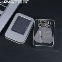 JASTER ทหารสร้อยคอ USB แฟลชไดรฟ์กล่องโลหะไดรฟ์ปากกาฟรีโลโก้ที่กำหนดเองสแตนเลสสี่เหลี่ยมผืนผ้า Memory Stick 64GB 32GB ดิสก์ U.