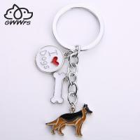 German Shepherd dog key chains for men women silver color metal alloy bone charm pendant male famle car bag keychain key ring Key Chains