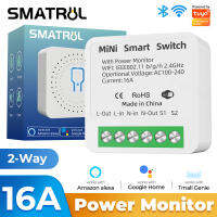 เบ้าสวิตช์ไฟไวไฟTuya MiniการควบคุมแบบพุชLight BreakerโมดูลSmart Life APPเสียงRelay ControllerจับเวลาGoogle Home 110-220V 16A