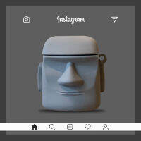 เกาะอีสเตอร์หินยักษ์รูปปั้นซิลิโคนสำหรับ Huawei Freebuds 4i 4 3 Pro ชุดหูฟังบลูทูธหูฟังป้องกันฝาครอบ