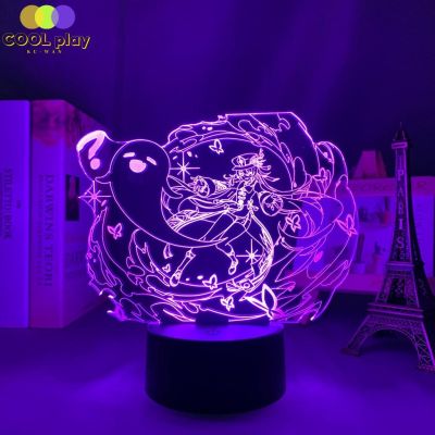 ✻ 3d Led Night Light Lamp Genshin Impact Hu Tao Acrylic Led Lamp Game