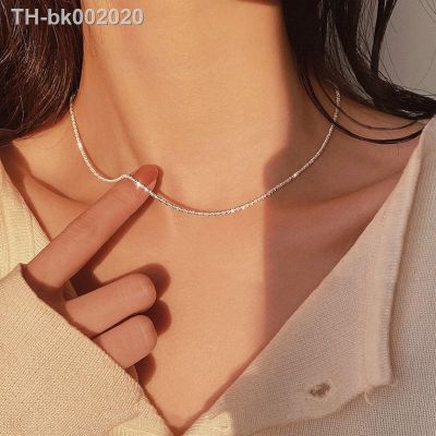 □✆ Sparkling Necklace Trendy Chain Choker for Women Fashion Brilliant Crystal Silver Plated Necklaces Accessories Jewelry Gift 2022