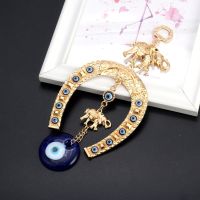 Turkish Blue Eye Horseshoe Elephant Pendant Evil Eye Lucky Charm Wall Hanging Ornament Blessing Protection Home Decor