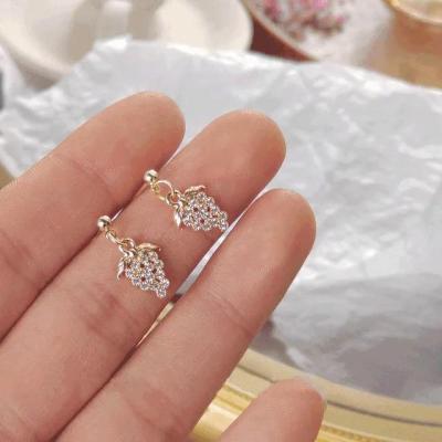 [COD] Micro-inlaid zircon mini grape earrings for women 2021 new forest style sweet