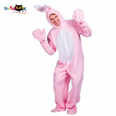 ชุดกระต่ายสีชมพูสำหรับผู้ใหญ่เล่นชุดสัตว์ฮาโลวีน