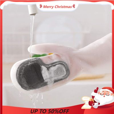 Silicone Dishwashing Gloves for Women Durable Magic Thickened Anti-slip Gloves Kitchen Helper Anti-grease Portable Clean Gloves Safety Gloves