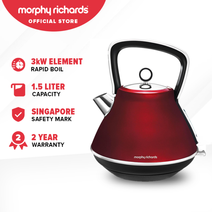 Morphy Richards stainless steel Traditional Red Kettle and Toaster