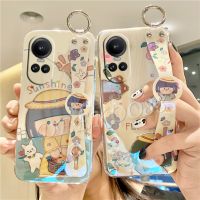 เคสสมาร์ทโฟนสำหรับ OPPO Reno10 Pro Plus Pro + A58 A78 A98 5G 4G เคสนิ่มเคสโทรศัพท์กะพริบพร้อมสายรัดข้อมือแวววาวตัวการ์ตูนเด็กผู้หญิงน่ารักกันกระแทก Reno 10 10Pro Reno10Pro +