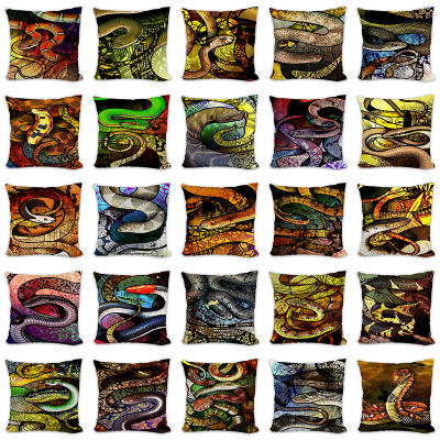 python Li Pillows Cases for Sofa Home Car Cushion Cover Covers Decor Cartoon snake Linen Polyester Throw Pillowcase 45x45cm