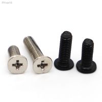 20/50pcs CM Black Carbon Steel / Nickel Plated Phillips Laptop Screw Cross Ultra Thin Flat Wafer Head Bolts M2 M2.5 M3 M4