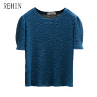 REHIN เสื้อยืดแขนสั้นขนาดใหญ่,เสื้อเบลาส์บางทรงหลวมคอกลมไซส์ใหญ่พิเศษสำหรับผู้หญิงเวอร์ชั่นเกาหลีใหม่