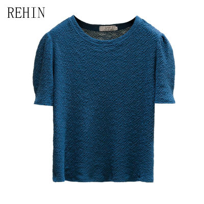 REHIN เสื้อยืดแขนสั้นขนาดใหญ่,เสื้อเบลาส์บางทรงหลวมคอกลมไซส์ใหญ่พิเศษสำหรับผู้หญิงเวอร์ชั่นเกาหลีใหม่