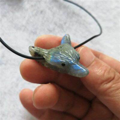 【CW】 drop shippinglabradoritegemstonependant meditation reiki healingcrystal Wolf Necklace for men