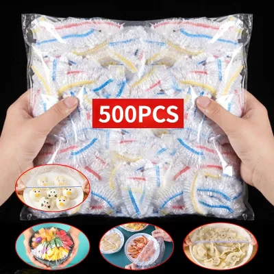 100/200/300/500pcs Colorful Saran Wrap Disposable Food Cover Food Grade Fruit Fresh-keeping Plastic Bag Kitchen Accessories