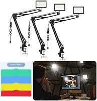 Tenwish 3 Packs 120 LED Video Conference Lighting with C Clamp Arm Stand Color Filters USB Studio Light Kit for Photography Portrait YouTube Zoom Call Streaming