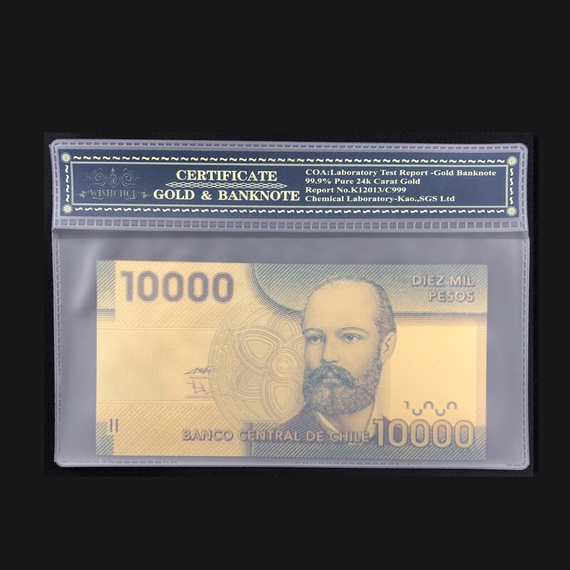 5pcs/set Chile Colorful Gold Banknote Creative 24k Gold Foil Normal Money Crafts 