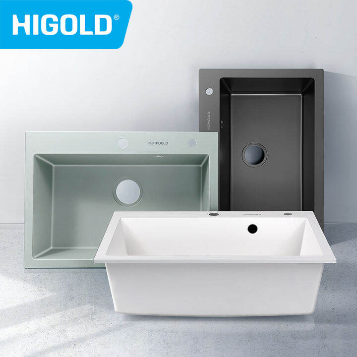 HIGOLD 30 Inch Kitchen Quartz Sink Single Bowl Topmount & Undermount