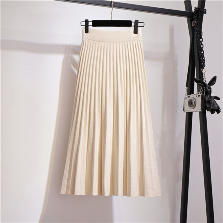 cc-2022-elastic-waist-knitted-skirt-thick-warm-pleated-female-skirts