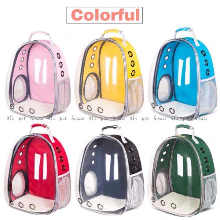 milly-house-pet-travel-backpack-pink-กระเป๋าเป้สะพายหลัง-พลาสติกแข็งแคปซูลแคปซูลระบายอากาศกระเป๋าเป้แบบใสสำหรับแมวลูกสุนัขและกระต่าย-สีชมพู