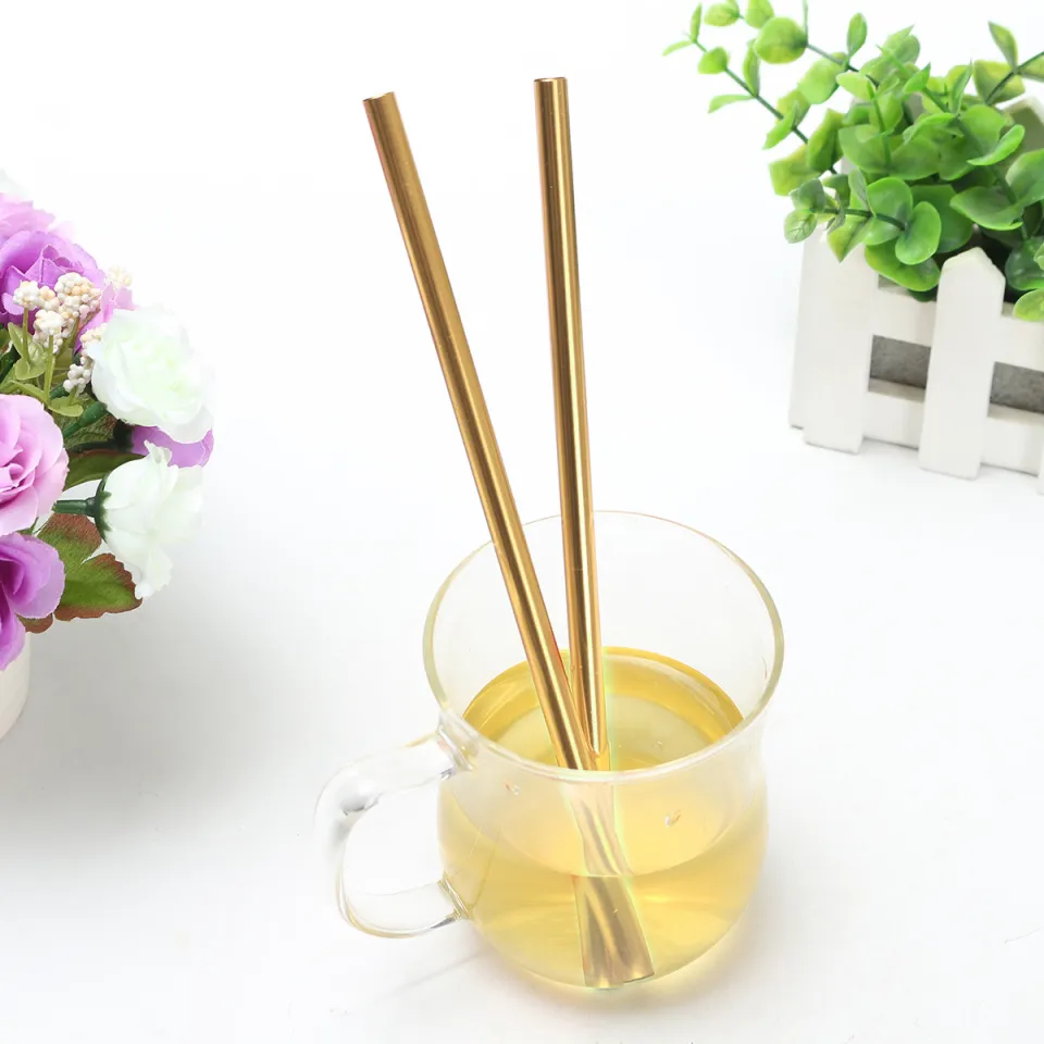 10Pcs/Set Aluminum Drinking Straw Straws Reusable Slurpee Cocktail