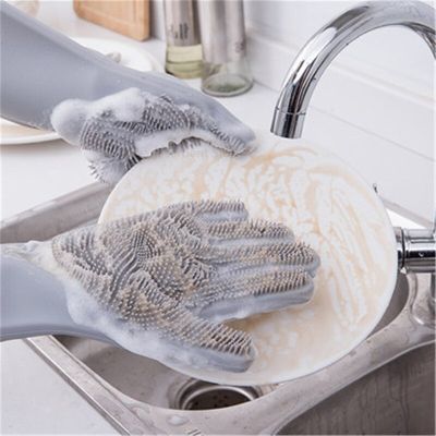 Gloves Silicone Dishwashing Gloves Washing Sponge Scrub Rubber Gloves for Kitchen Garden Cleaning Tools Safety Gloves