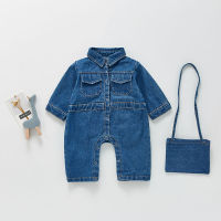 MILANCEL  Autumn New Baby Clothes Denim Rompers Toddler Boys Jumpsuits With Hat Girls Outfit