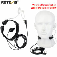 Retevis Throat Mic ชุดหูฟัง Transceiver Covert Tube Finger PTT หูฟังสำหรับ Baofeng UV 5R UV 82 RT622 RB618