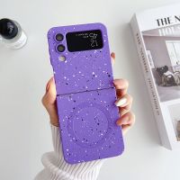 เคสโทรศัพท์ TPU แบบน่มสำหรับ Samsung Galaxy Z Z Flip 3 Flip 4 Flip 5ที่ชาร์จแบบไร้สาย Magsafe เคสดูดซับสำหรับ ZFlip3 ZFlip4 ZFlip5เคสป้องกันสีแวว