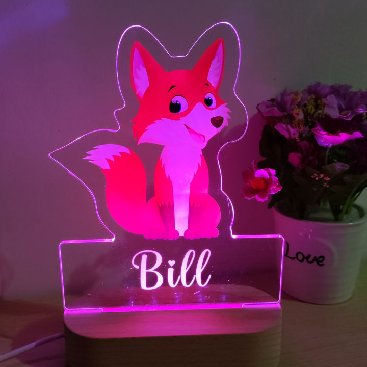 fox-shape-led-usb-custom-ชื่ออะคริลิค-night-light-ส่วนบุคคลการ์ตูนโคมไฟอะคริลิคสำหรับเด็กทารก-kids-children-room