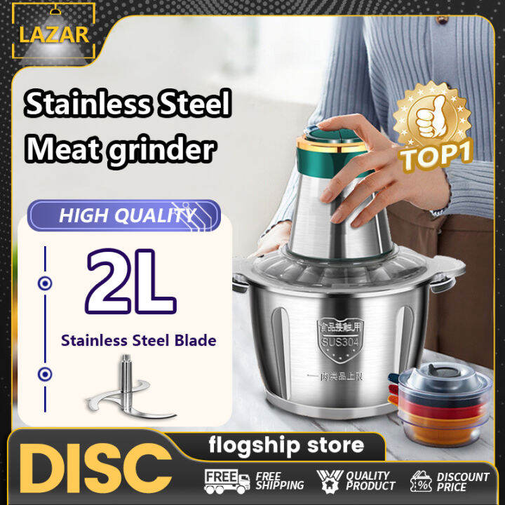 Meat Grinder 2L Capacity Multifunctional Electric Chopper 304 Stainless