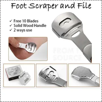 Foot Scraper and File Dead Skin Callus Corn Remover Free 10 Blades