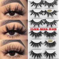 EONWAY SKONHED 3 Pairs แฟชั่นของผู้หญิง ดราม่า หนายาว Wispy Cross ต่อขนตา ขนตา 25 มม. ขนตาปลอม 3D Soft Mink Hair