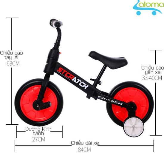 Xe thăng bằng tập đi tập đạp cho bé scratch kèm bánh phụ và bàn đạp dễ - ảnh sản phẩm 4