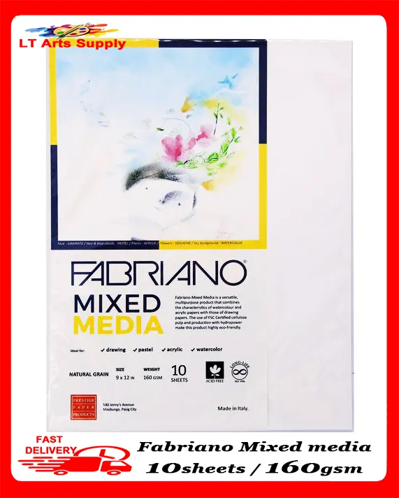 Fabriano Artist Paper Mixed Media 160gsm 10Sheets (Size 9x12 Inches