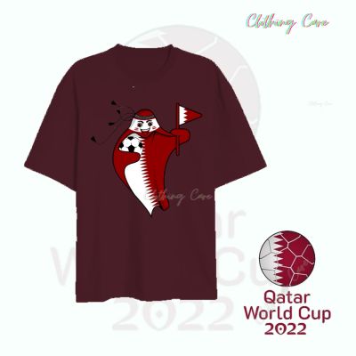 เสื้อยืด พิมพ์ลายธงกาตาร์เวิ์คัพ สําหรับผู้ใหญ่ 2022 เสื้อยืดคอกลม พิมพ์ลายธงกาตาร์ Qatar Qatar World CupS-5XL