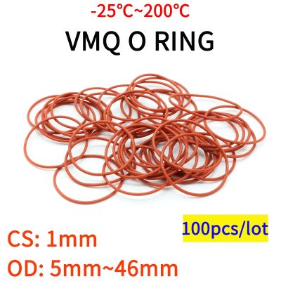 {Haotao Hardware} 100ชิ้น VMQ O แหวนซีลปะเก็นความหนา CS 1มิลลิเมตร OD 5 46มิลลิเมตรยางซิลิโคนฉนวนกันน้ำเครื่องซักผ้าทรงกลม Nontoxi สีแดง