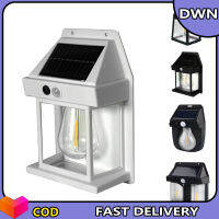 หลอดแอลอีดีกันน้ำกลางแจ้ง Lampu Solar Dinding ไส้หลอดทังสเตนการเหนี่ยวนำโคมไฟดอกไม้ลานบ้านมนุษย์ไฟติดรั้ว3โหมดสำหรับสวน