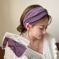 【YF】 Women Elegant Solid Cross Woolen Elastic Headband Thickened Outdoor Casual Warm Hairbands Turban Bandana Fashion Hair Accessorie