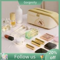 GORGESITY กันน้ำความจุสูง Tas Kosmetik หนัง PU อุปกรณ์จัดระเบียบเครื่องสำอางอเนกประสงค์พร้อมที่จับสำหรับผู้หญิง