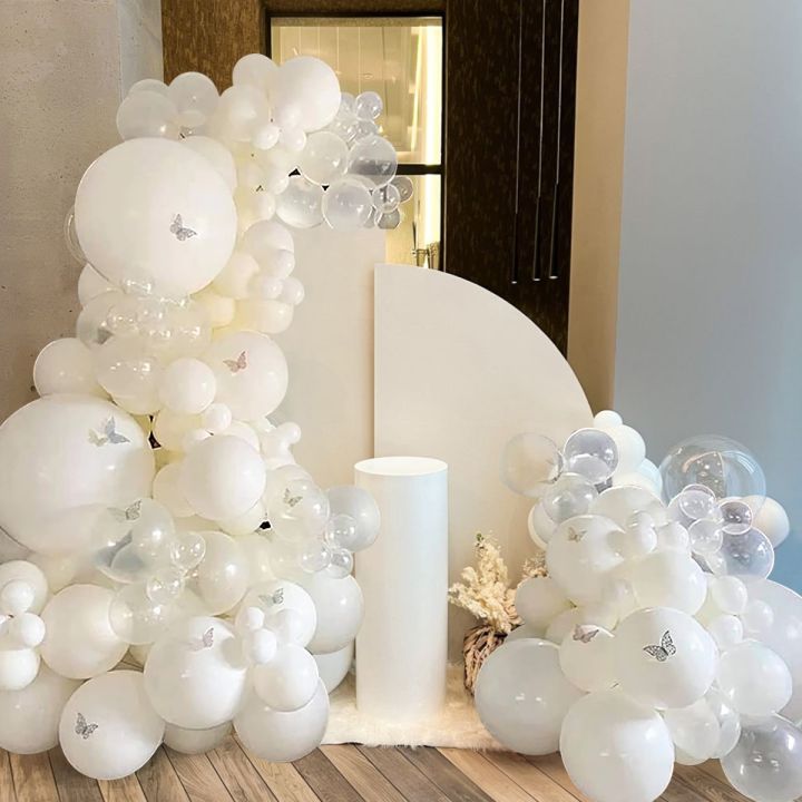 ชุดซุ้มบอลลูนสีขาวบริสุทธิ์ลูกโป่งลูกโป่งลูกโป่งลูกโป่งอาบน้ำเด็ก-baloon-งานเเต่งยางใสตกแต่งงานเลี้ยงวันเกิด