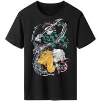 เสื้อยืด พิมพ์ลายอนิเมะ Demon Slayer Tanjiro Zenitsu สําหรับผู้ชาย  7VBQ