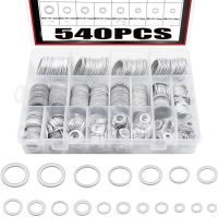 540pcs Washer Automotive Metric Oil Drain Plug Gaskets Aluminum Flat Washer Combination KitM6 M8 M10 M12 M14 M16 M18 M20 M22 M24