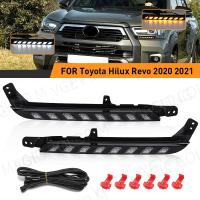 ❈◙✇ For Toyota Hilux Revo 2020 2021 Car Led DRL Daytime Running Light Dual Color Headlight Turn Signal Lamp With Wire 12V Waterproof