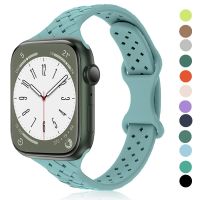 Tali Ramping untuk Apple Watch Band Ultra 49Mm 44Mm 40Mm 45Mm 41Mm Gelang Tipis Olahraga Silikon Bernapas IWatch Seri 8 7 6 SE 3