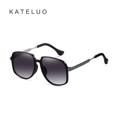 KATELUO แว่นตากันแดดแฟชั่นผู้หญิง,แว่นตากันแดดเกาหลีโพลาไรซ์แฟชั่นแว่นตากันแดดสำหรับวันหยุดสี่เหลี่ยมคลาสสิก TR แว่นตากันแดดสแตนเลส A0728