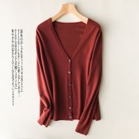 利Women Cardigans 2032 Single Breasted Solid Knitted Shirt Spring Autumn Cardigan Korean Fashion V-neck Sweaters Knit Outerwear