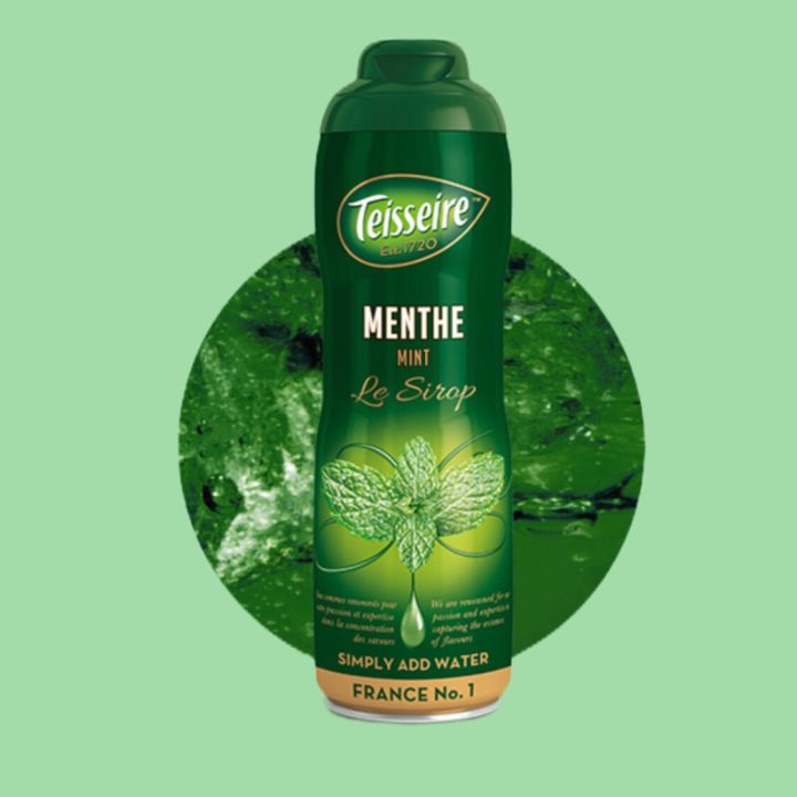 Teisseire Syrup ไซรัปเข้มข้น เตสแชร์ รสกรีนมินท์ Le Sirop Menthe  Concentrated Green Mint Flavoured syrup from France