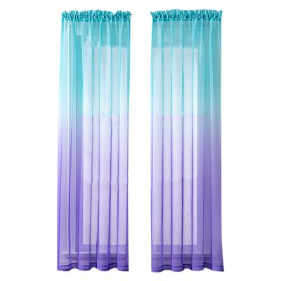 2Pcs Gradient Color Tulle Curtains for Living Room Bedroom Voile Curtains Window Treatment Panels Home Decor